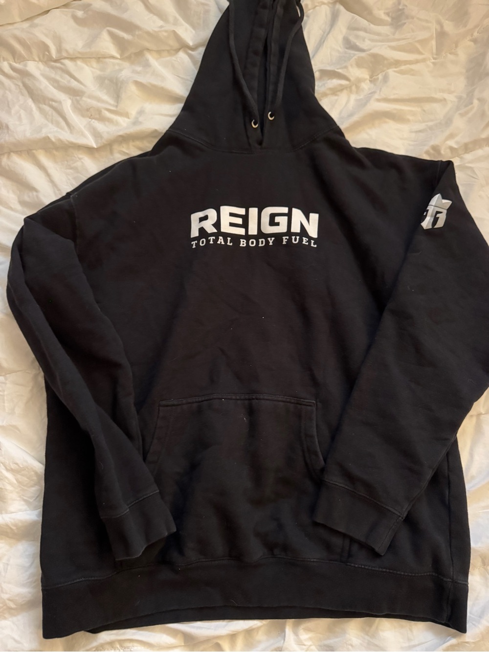 Reign Black Pullover Hoodie with White Logo